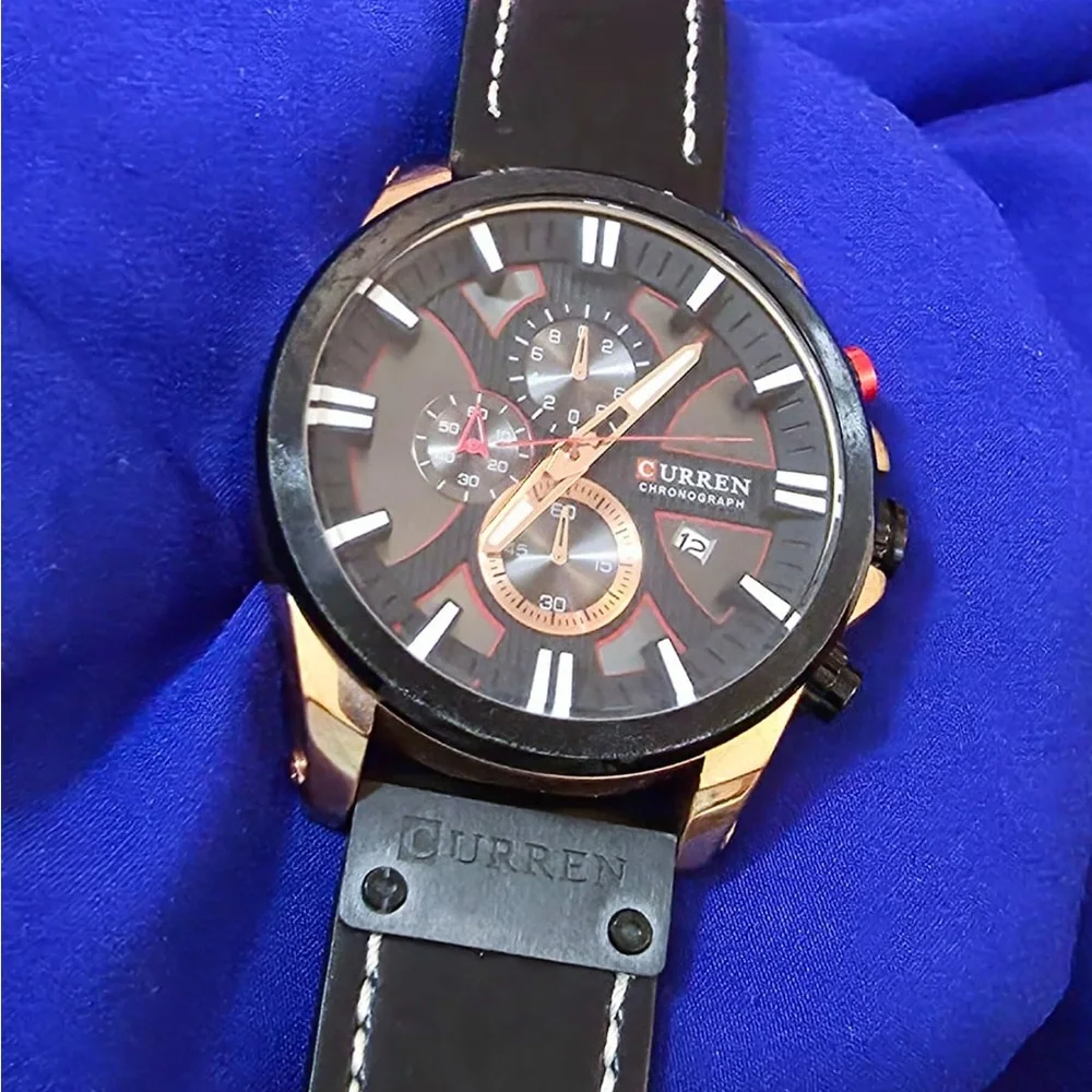 Curren Chronograph Classic 48mm Watch EUC